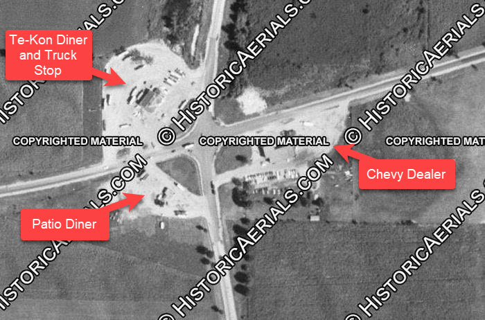 Tekon Grill (Te-Kon Grill & Truck Stop) - 1955 Aerial (newer photo)